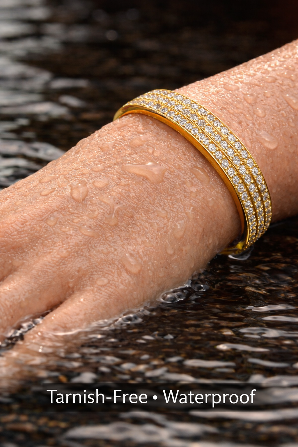 Gold CZ Bangle Bracelet