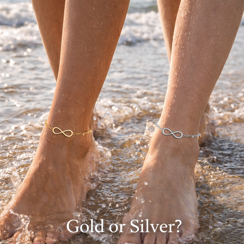 Infinity Anklet for Women – Gold & Silver Adjustable Chain Anklet, Waterproof Tarnish-Free Stainless Steel Beach Anklet Gift