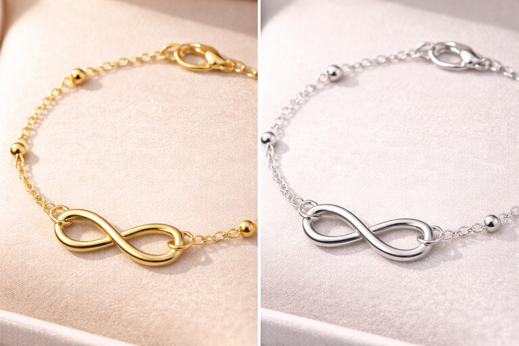 Infinity Anklet for Women – Gold & Silver Adjustable Chain Anklet, Waterproof Tarnish-Free Stainless Steel Beach Anklet Gift