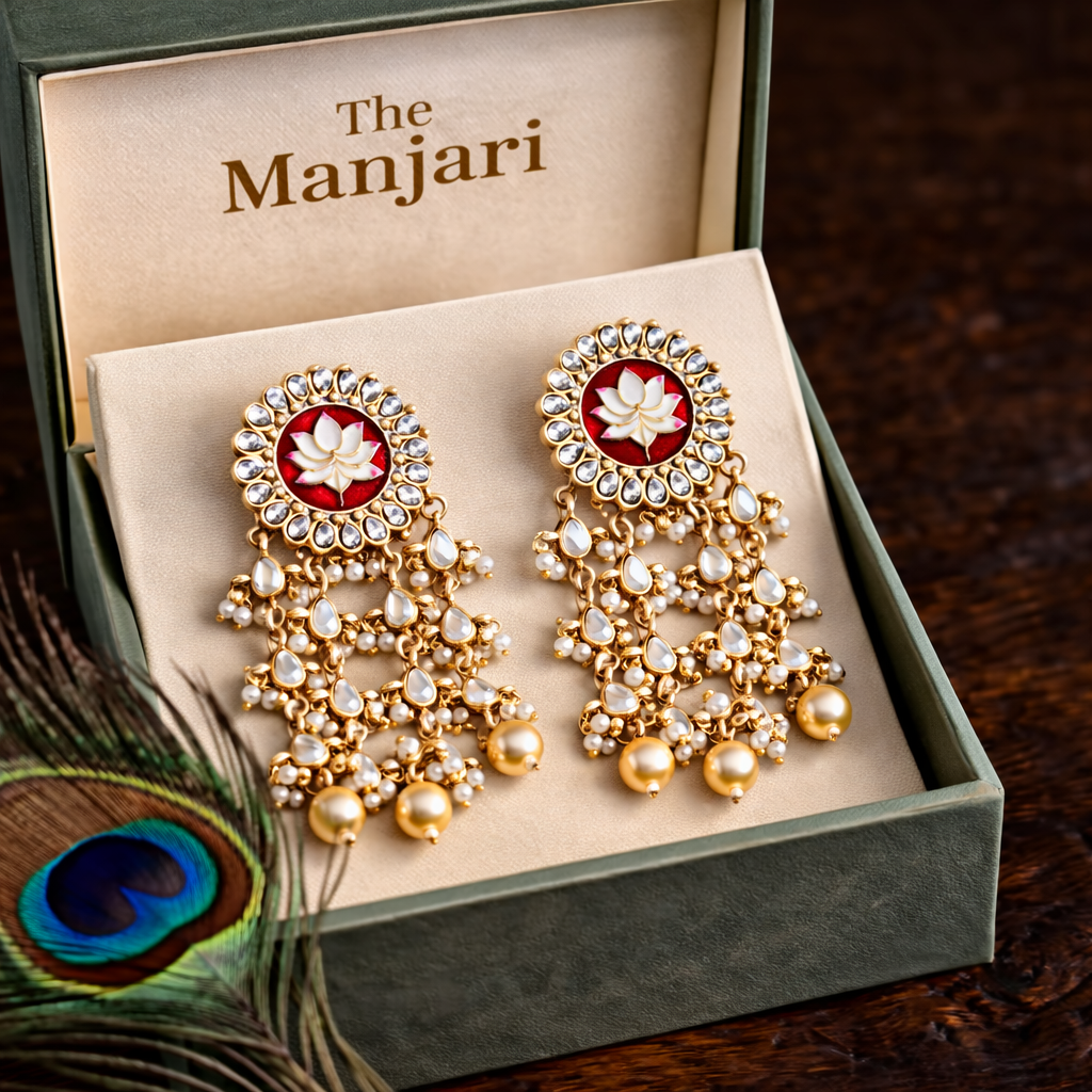 Kundan Pearl Chandelier Earrings
