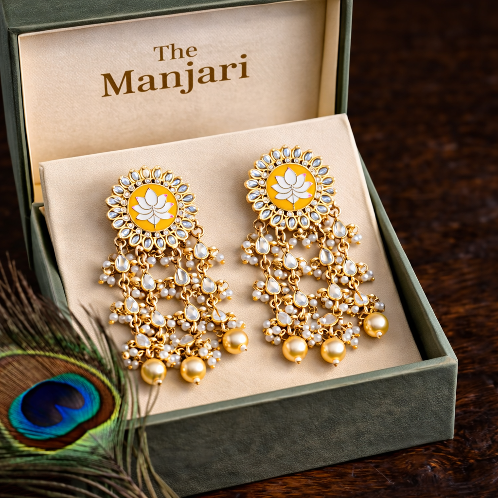 Kundan Pearl Chandelier Earrings