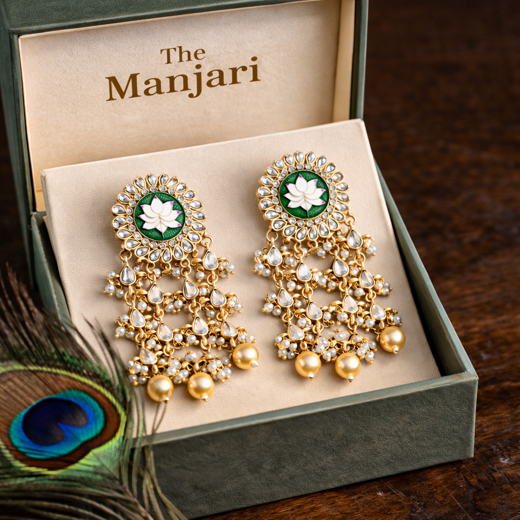 Kundan Pearl Chandelier Earrings