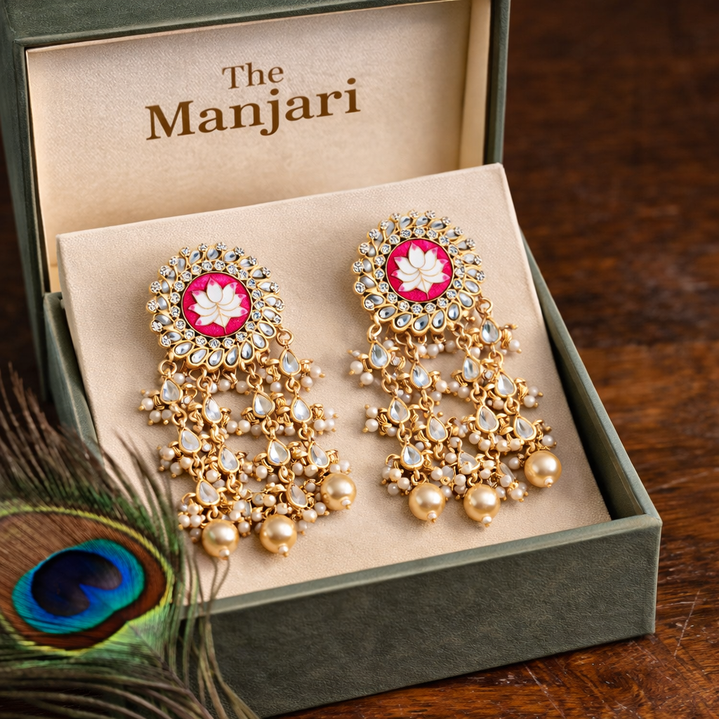 Kundan Pearl Chandelier Earrings