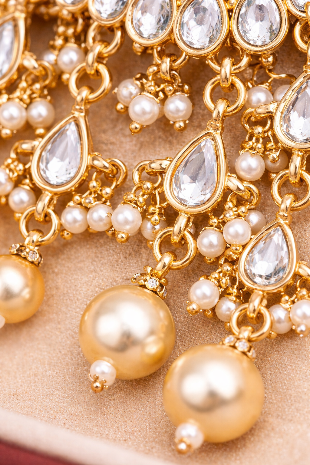 Kundan Pearl Chandelier Earrings