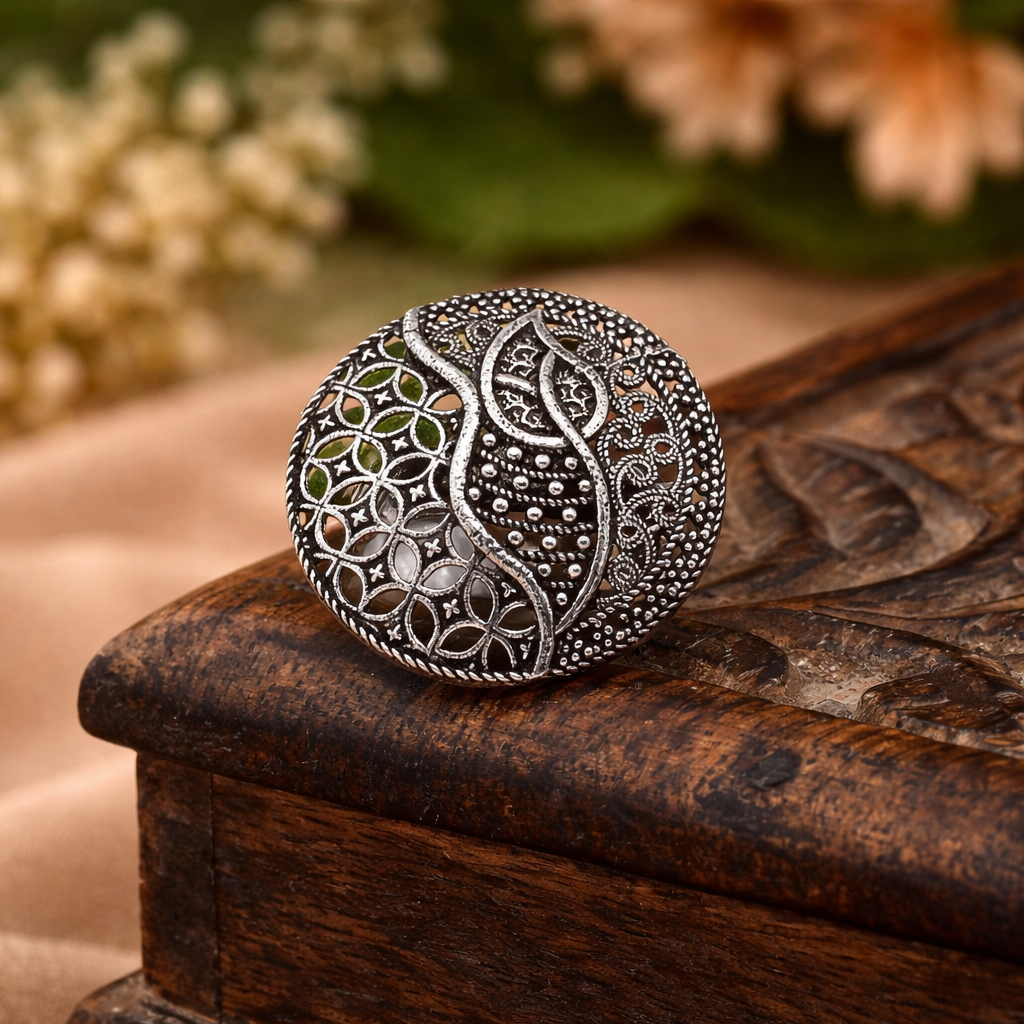 Oxidised Adjustable Statement Ring