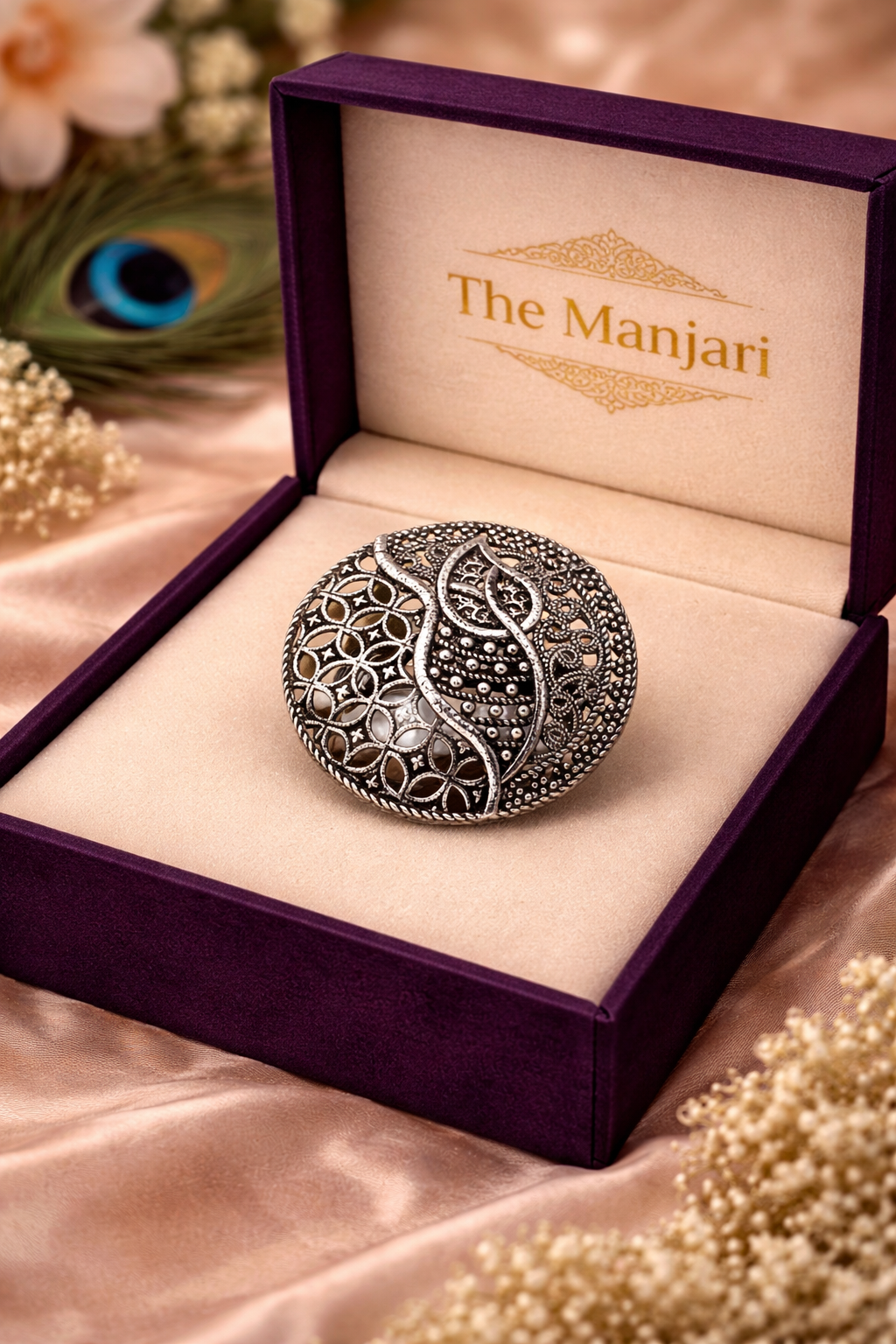 Oxidised Adjustable Statement Ring