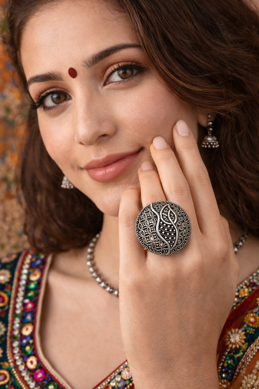 Oxidised Adjustable Statement Ring