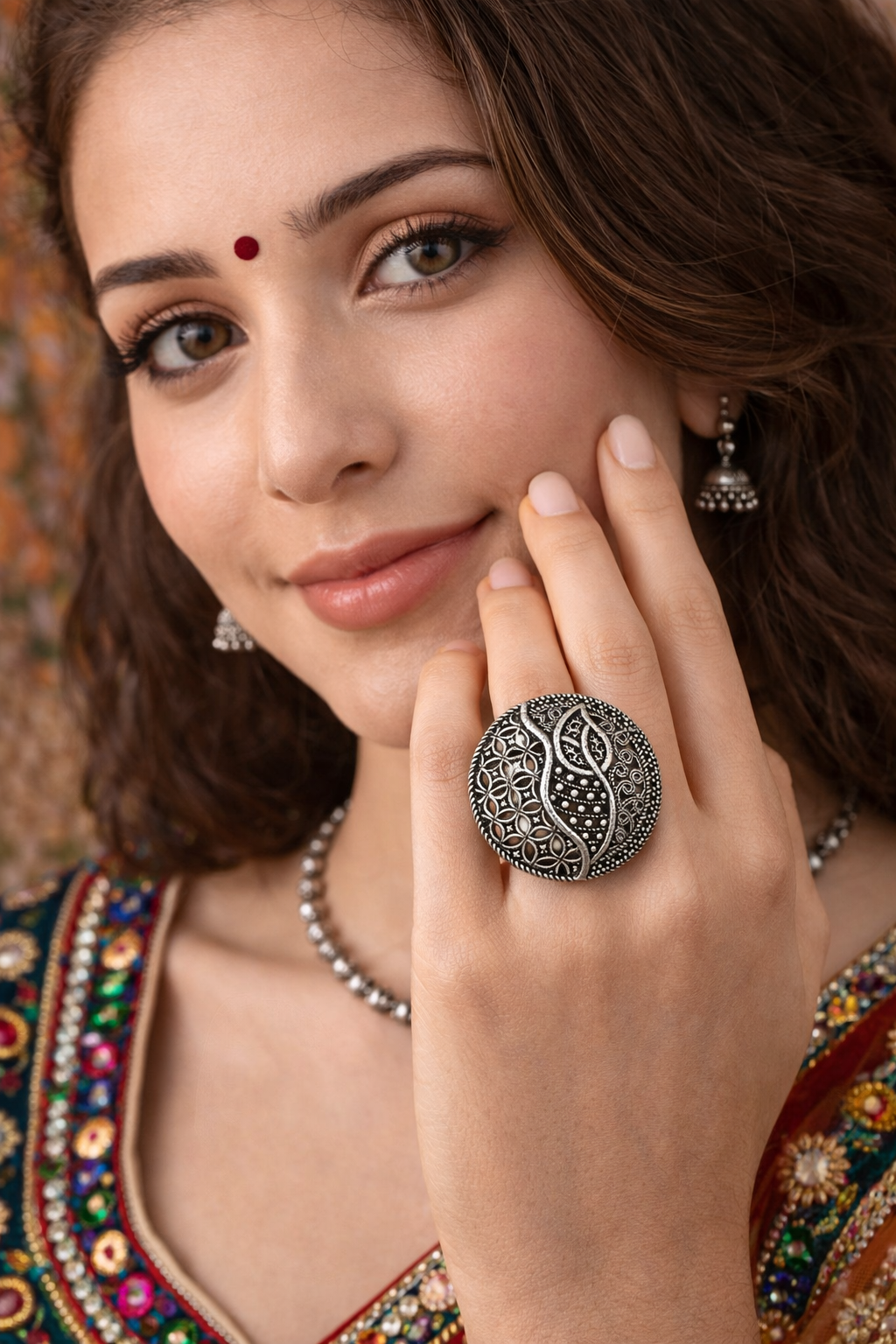 Oxidised Adjustable Statement Ring