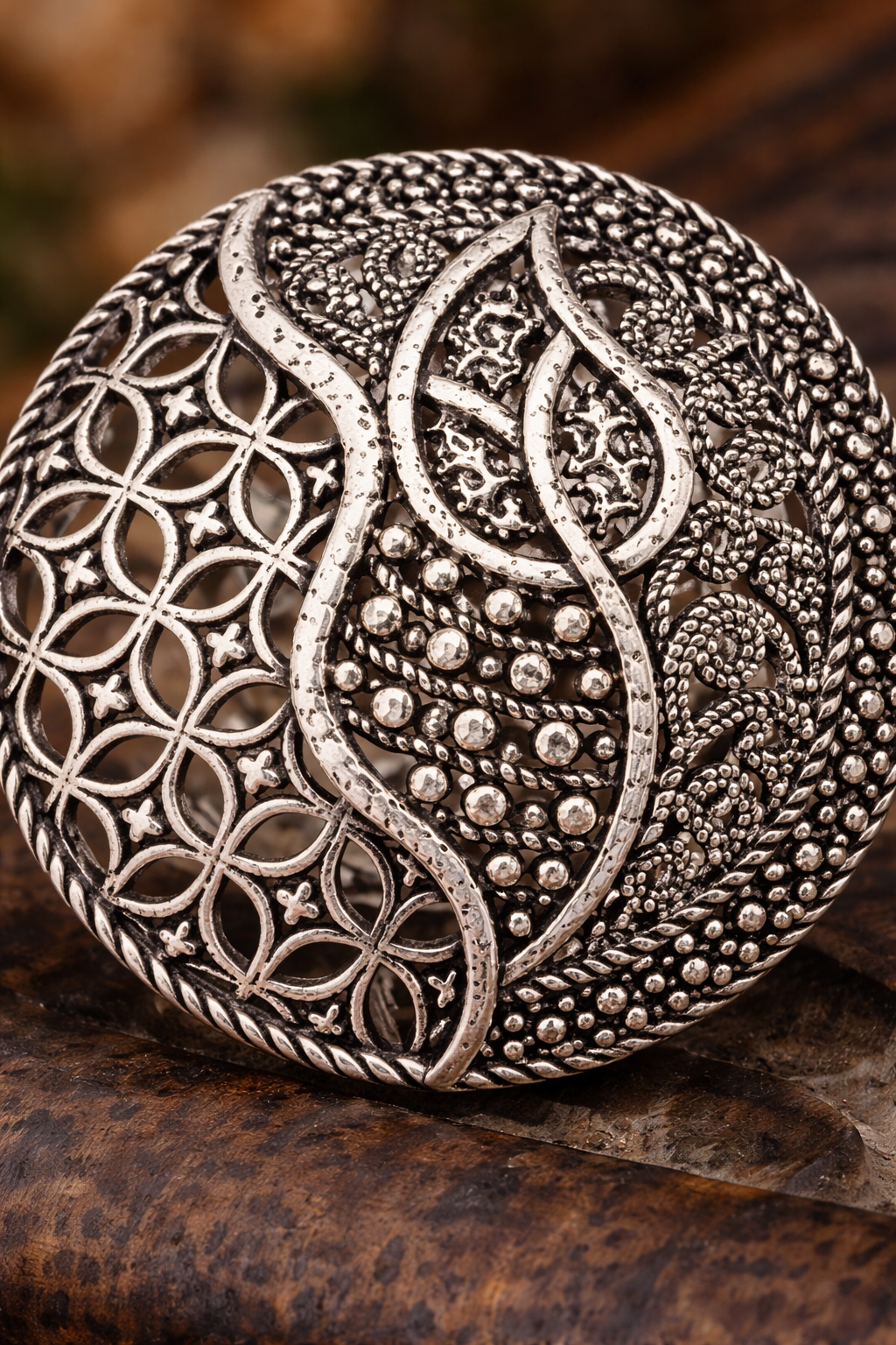 Oxidised Adjustable Statement Ring