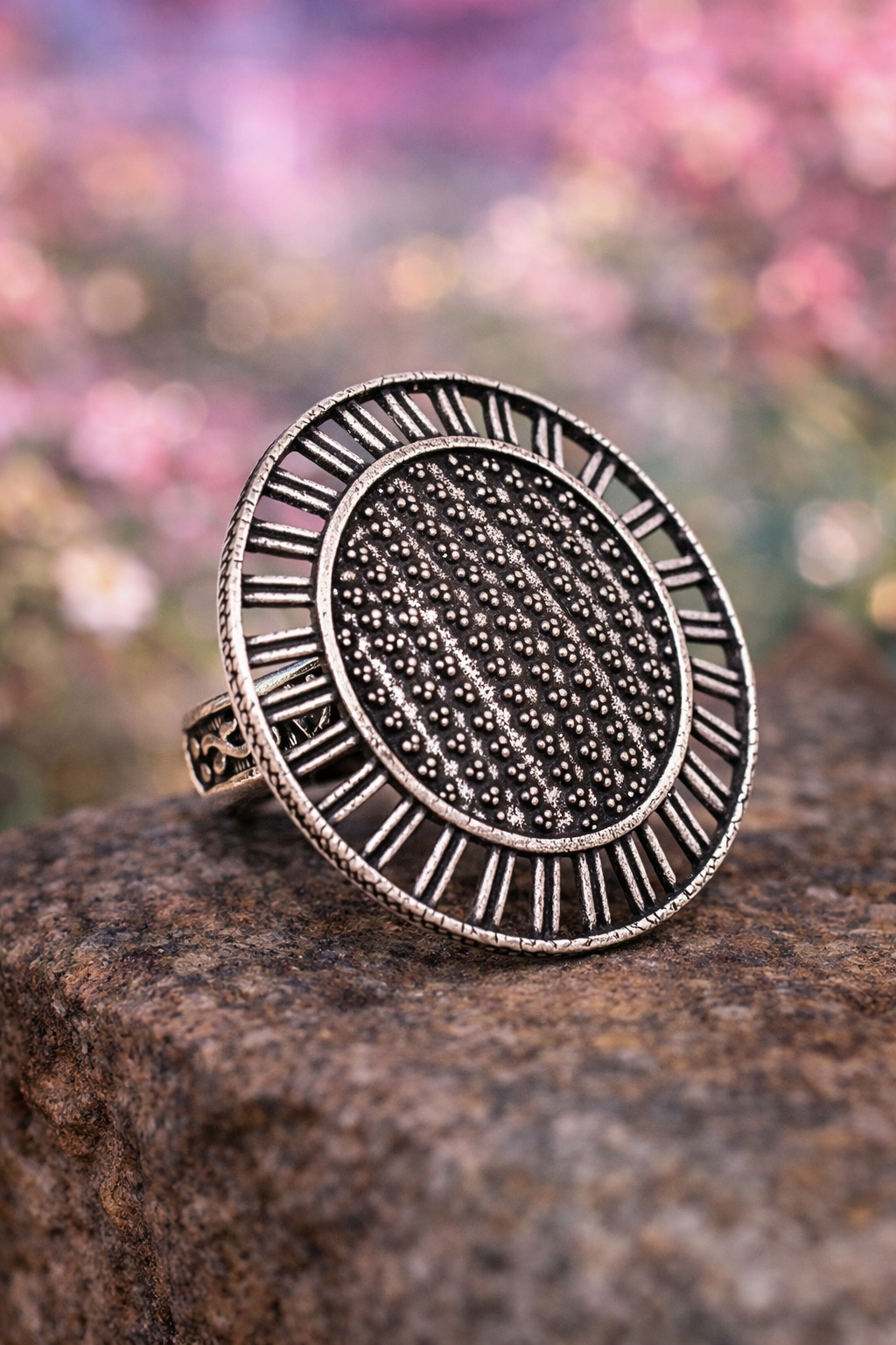 Oxidised Adjustable Statement Ring