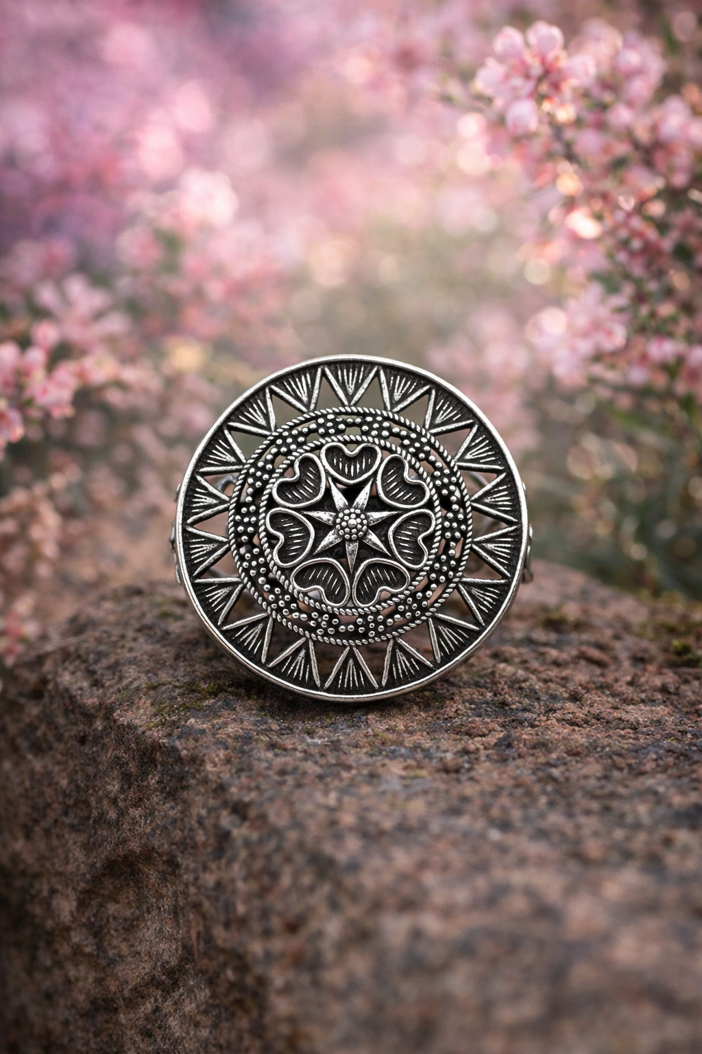 Oxidised Adjustable Statement Ring