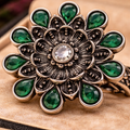 Oxidised Floral Statement Ring