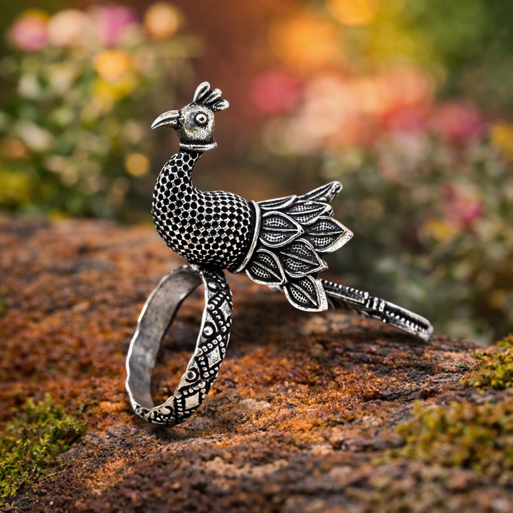 Oxidised Peacock Ring