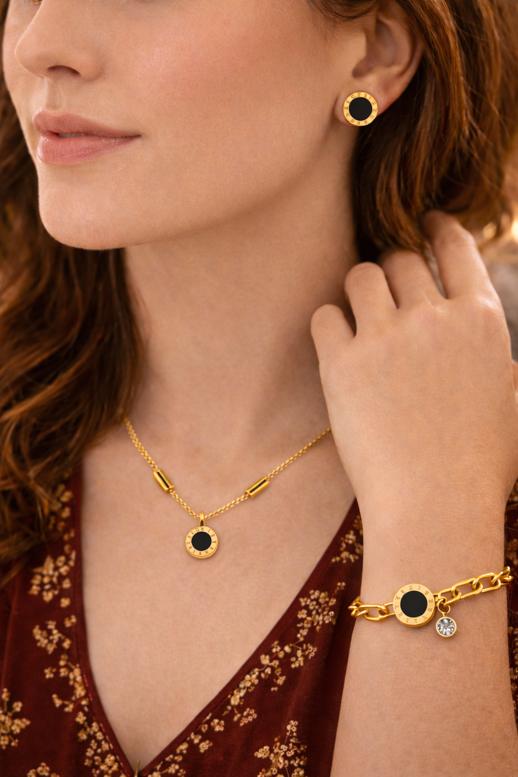 18K Gold Plated Minimalist Pendant Necklace Set