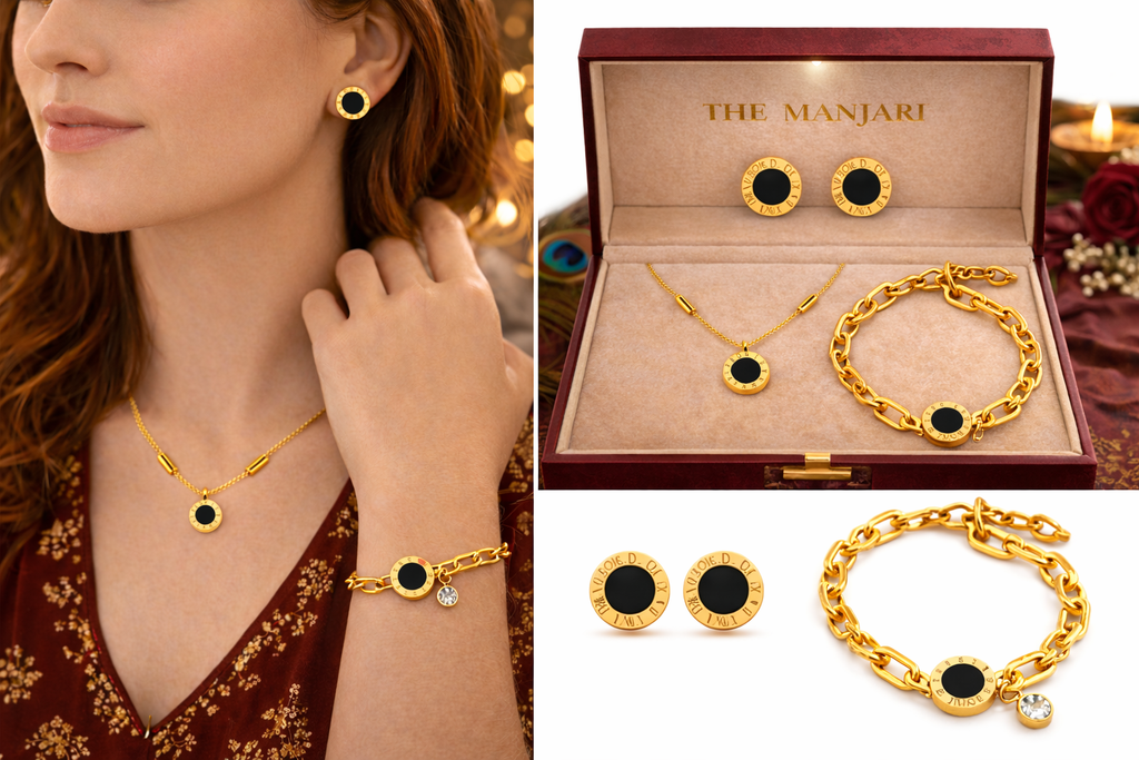 18K Gold Plated Minimalist Pendant Necklace Set
