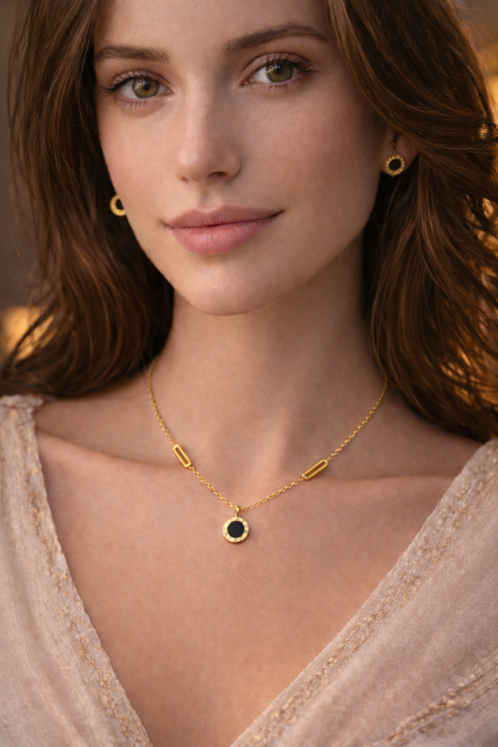 18K Gold Plated Minimalist Pendant Necklace Set