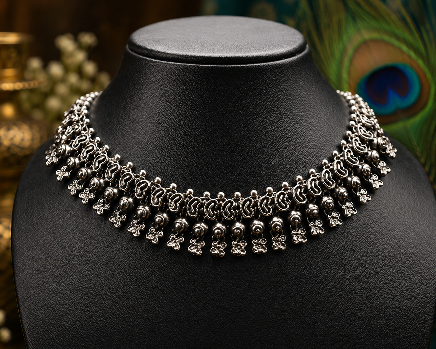 Heritage Charm Oxidised Necklace Set