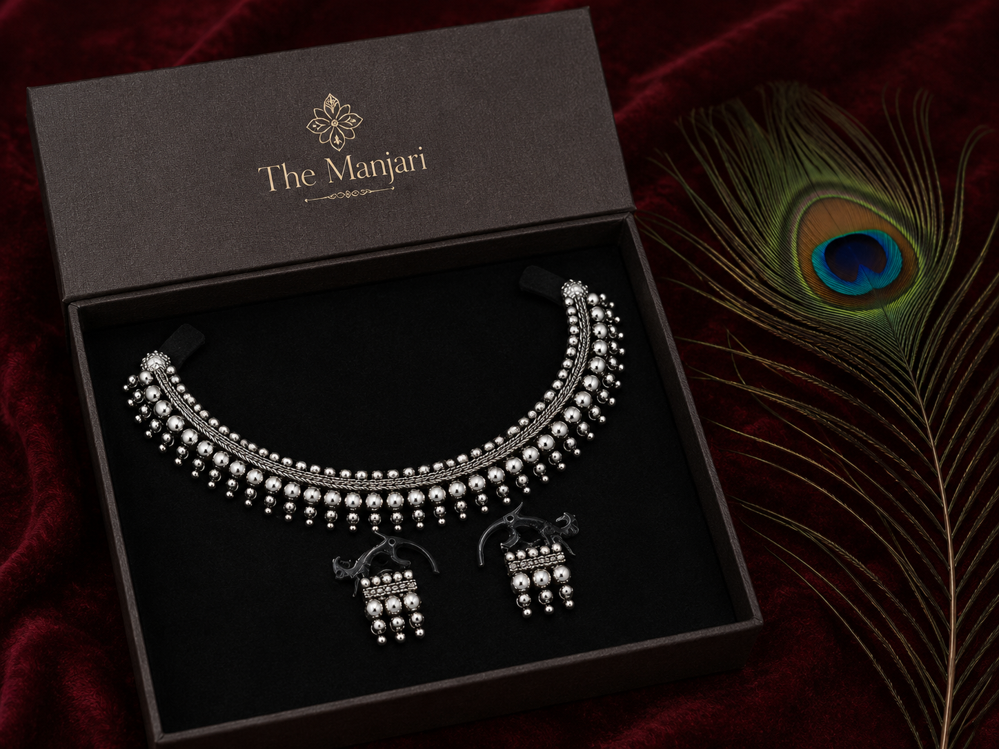 Moonlight Oxidised Necklace Set