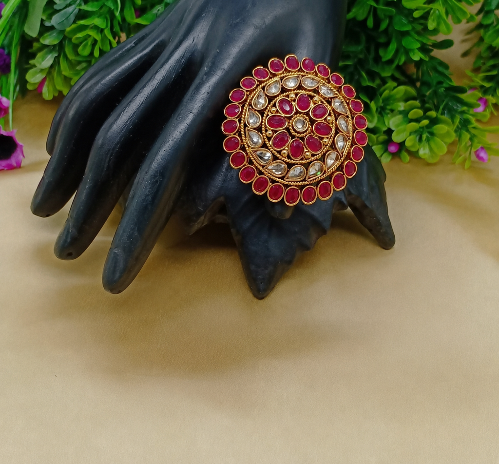 Luxury Kundan Oversize Statement Ring