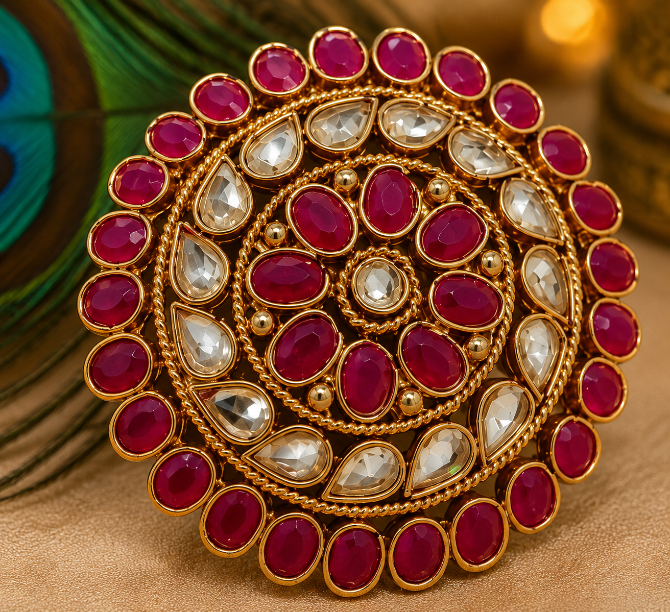 Luxury Kundan Oversize Statement Ring