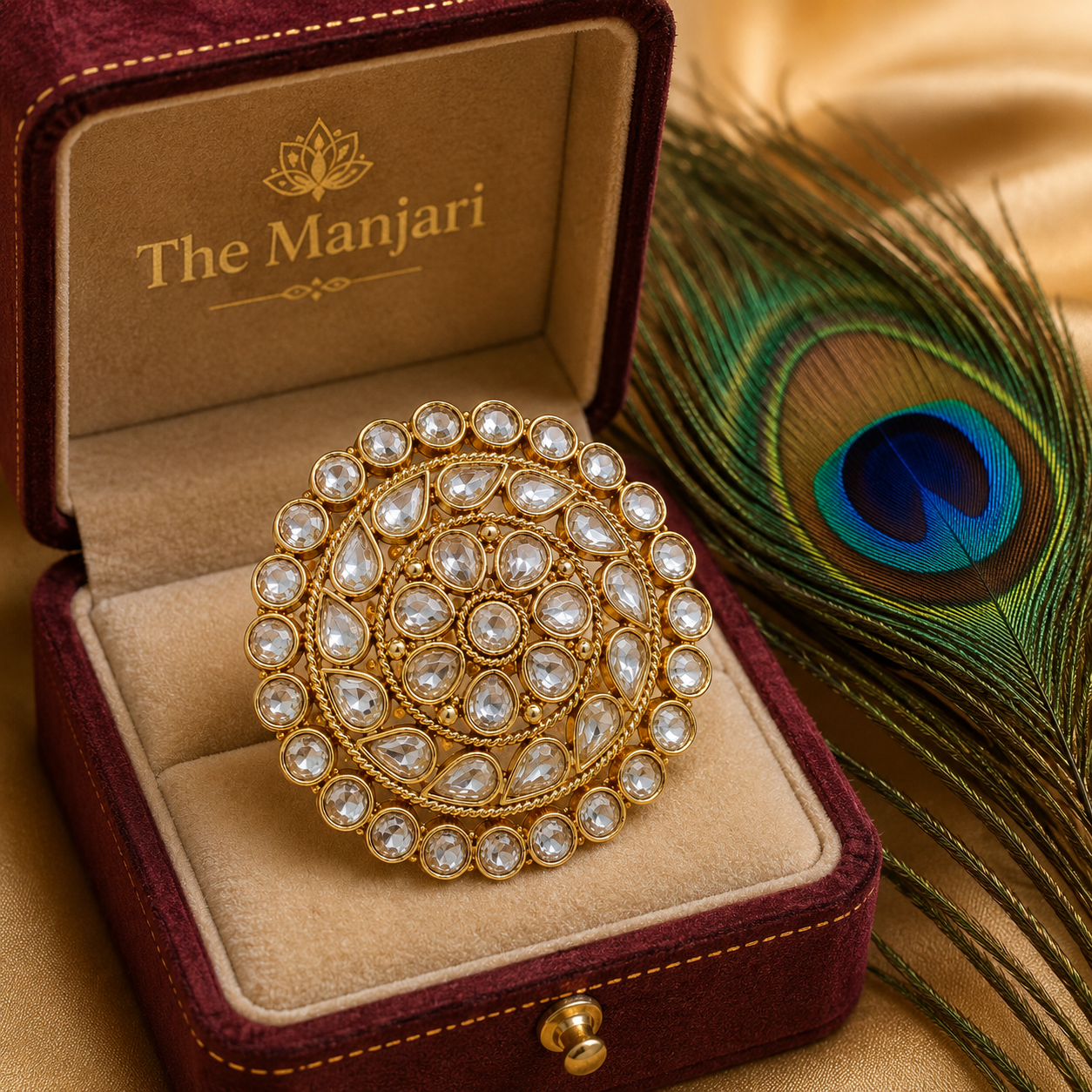 Luxury Kundan Oversize Statement Ring