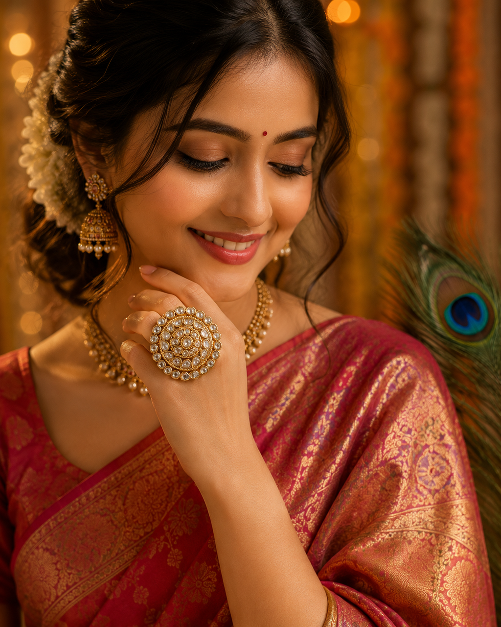 Luxury Kundan Oversize Statement Ring