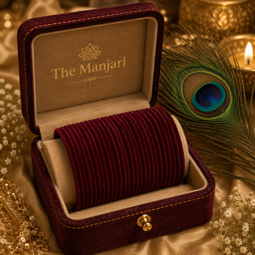 Maroon Velvet Bangles Set