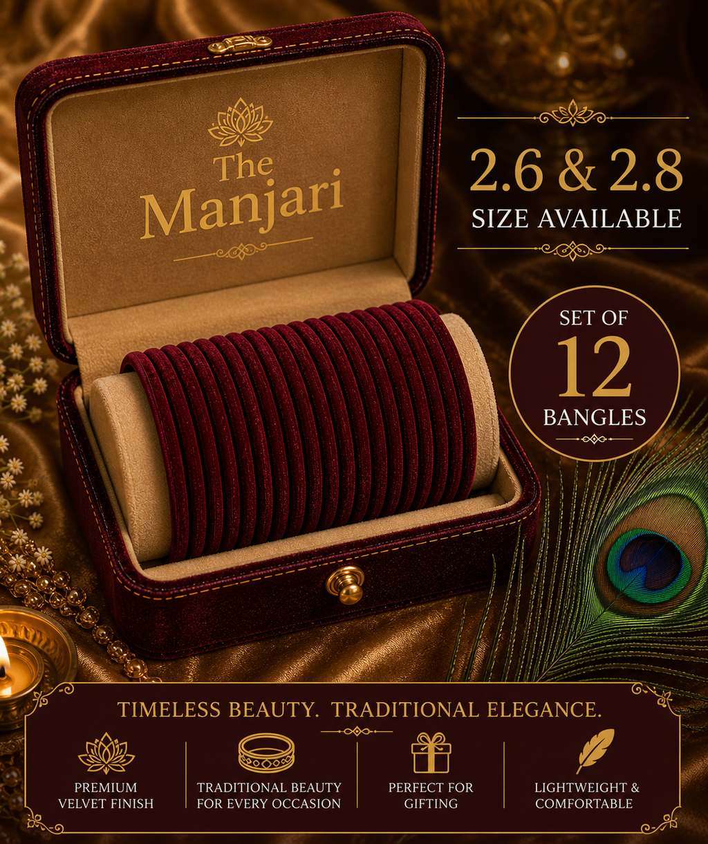 Maroon Velvet Bangles Set