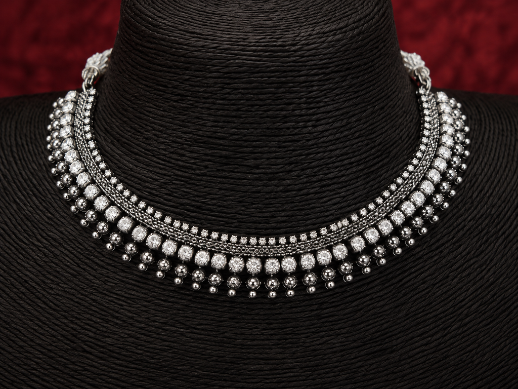 Moonlight Oxidised Necklace Set