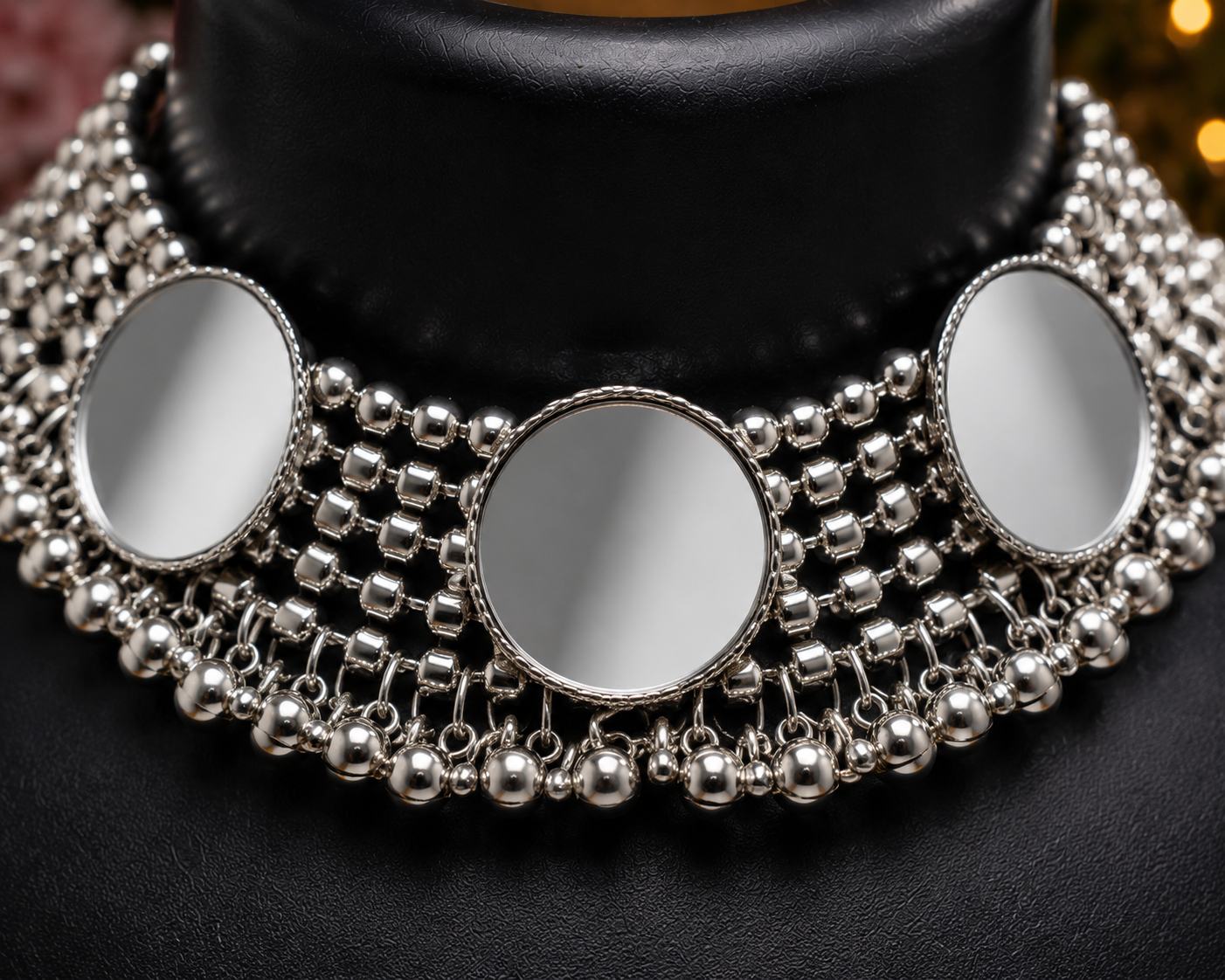 Oxidised Mirror Choker Set