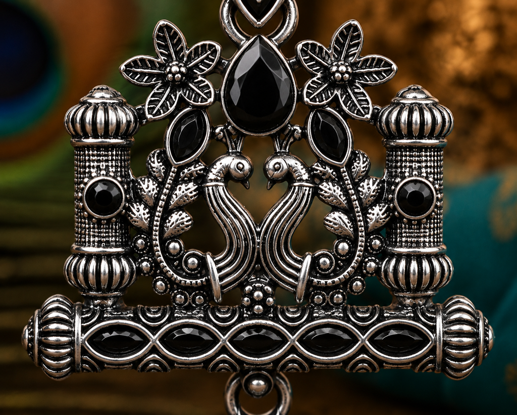 Rajwada Oxidised Jhumka Earrings