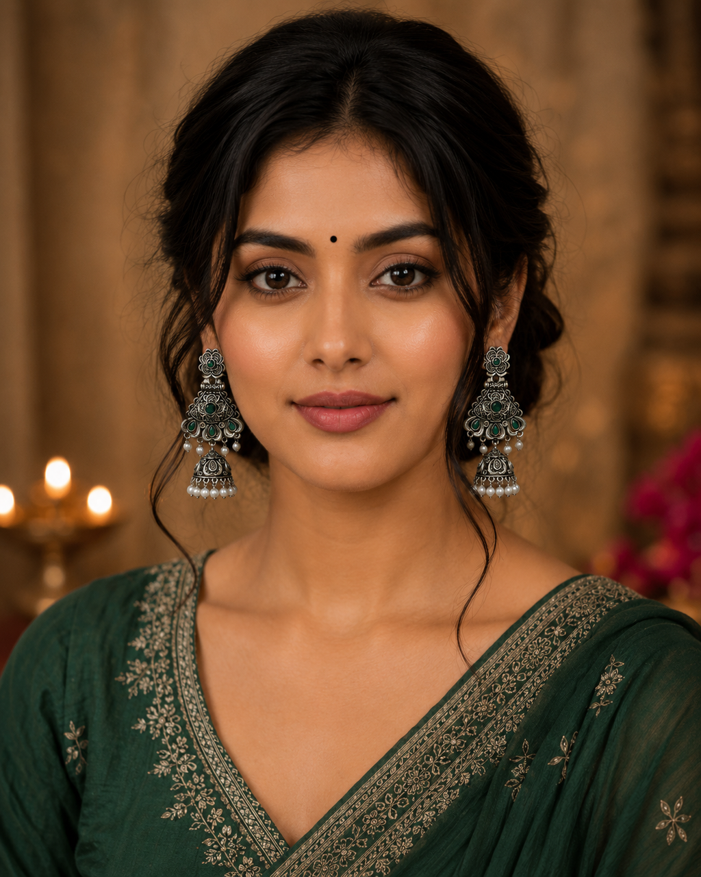 Pearl Drop Oxidised Jhumka Earrings
