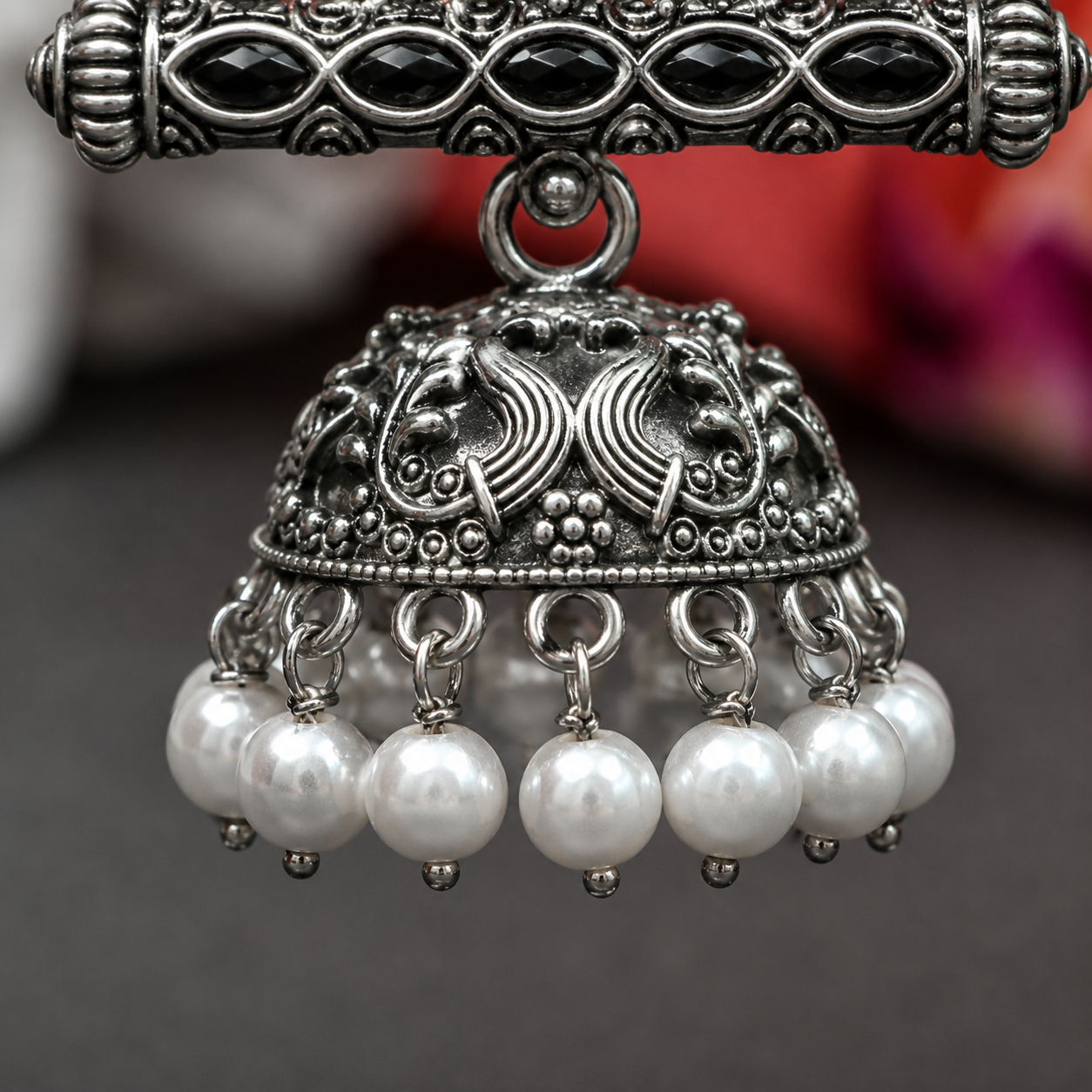 Rajwada Oxidised Jhumka Earrings