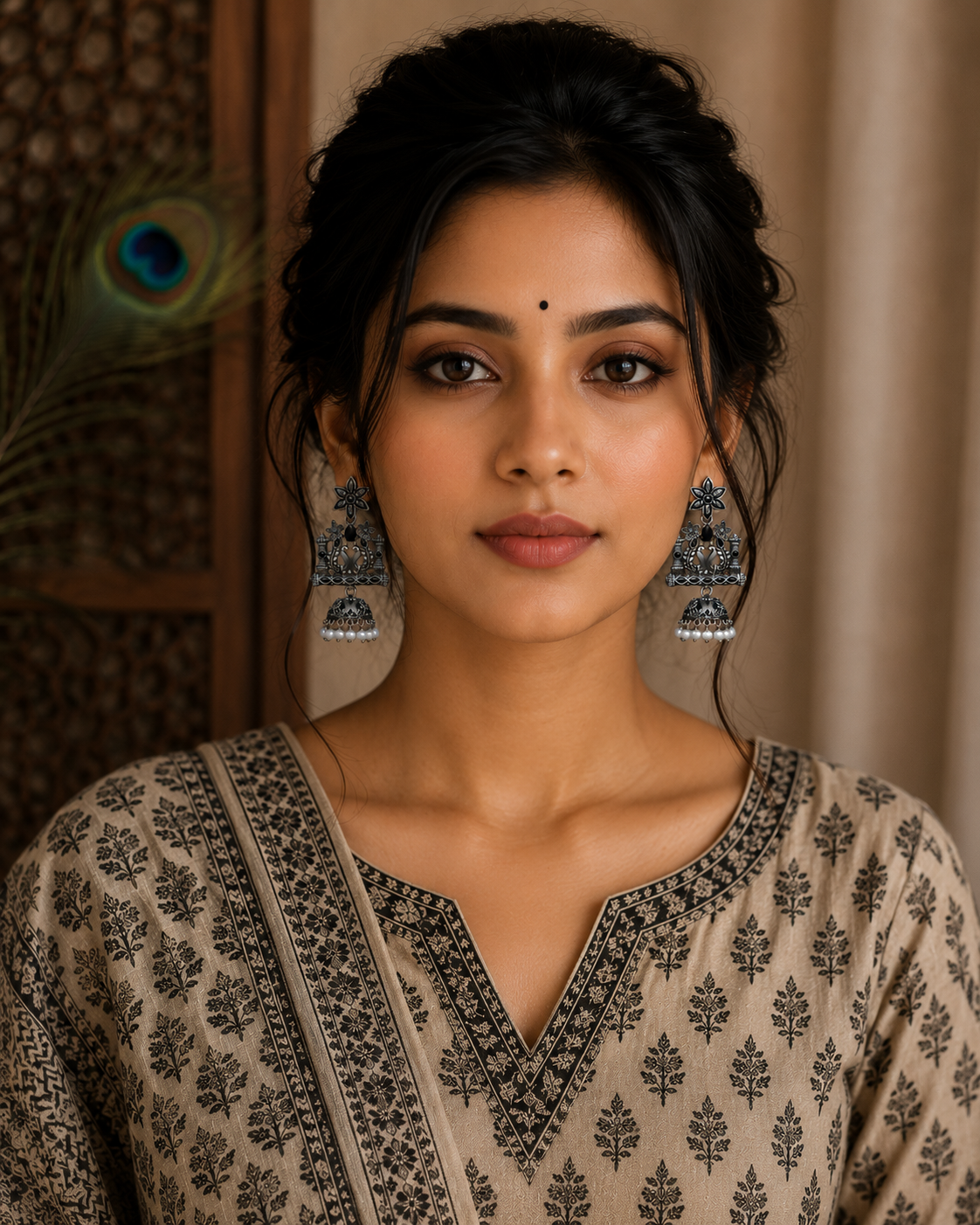 Rajwada Oxidised Jhumka Earrings