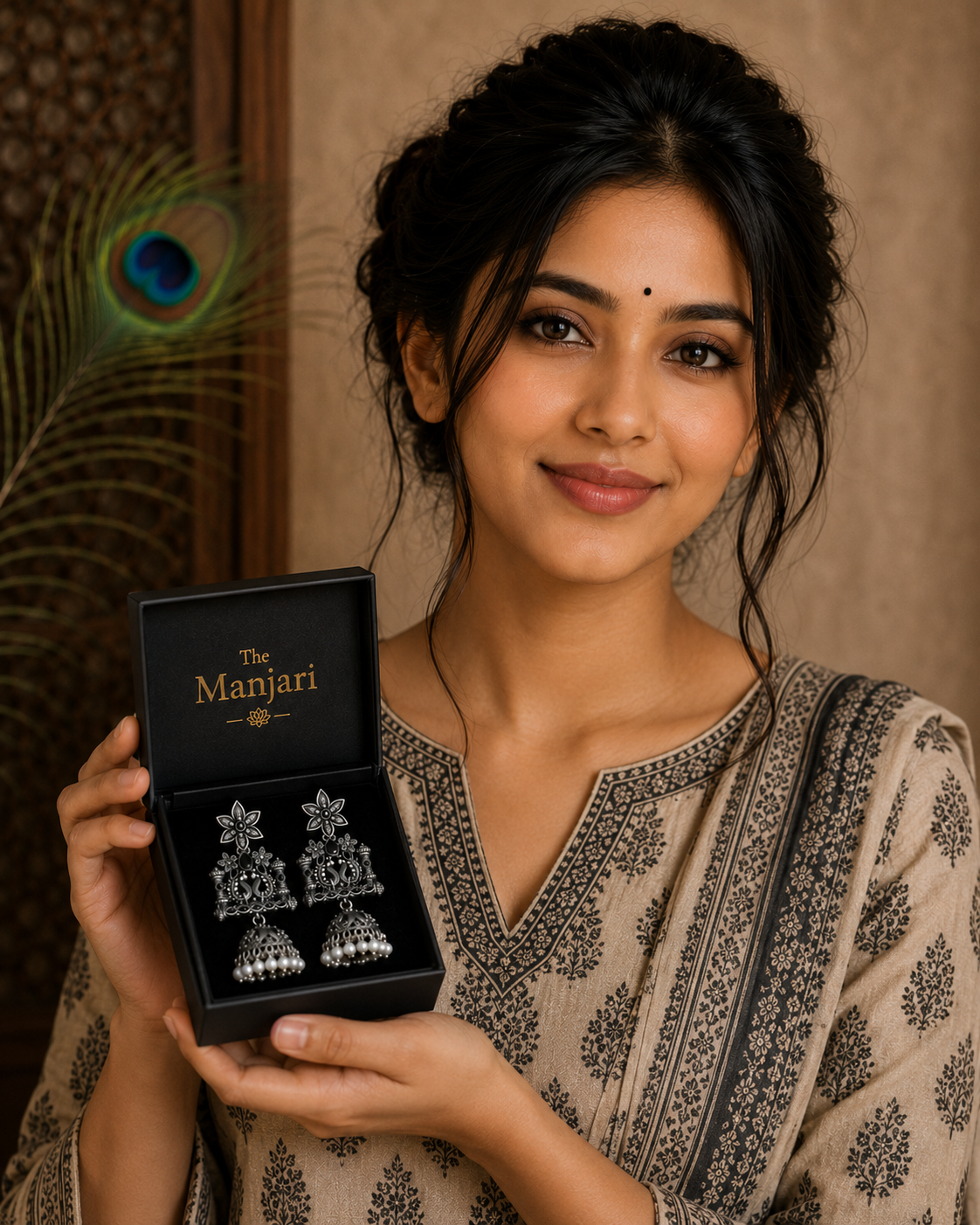 Rajwada Oxidised Jhumka Earrings