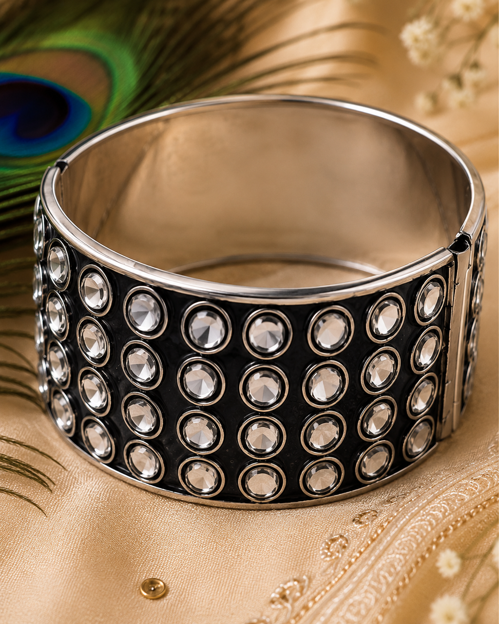 Mirror Black Oxidised Kada Bracelet
