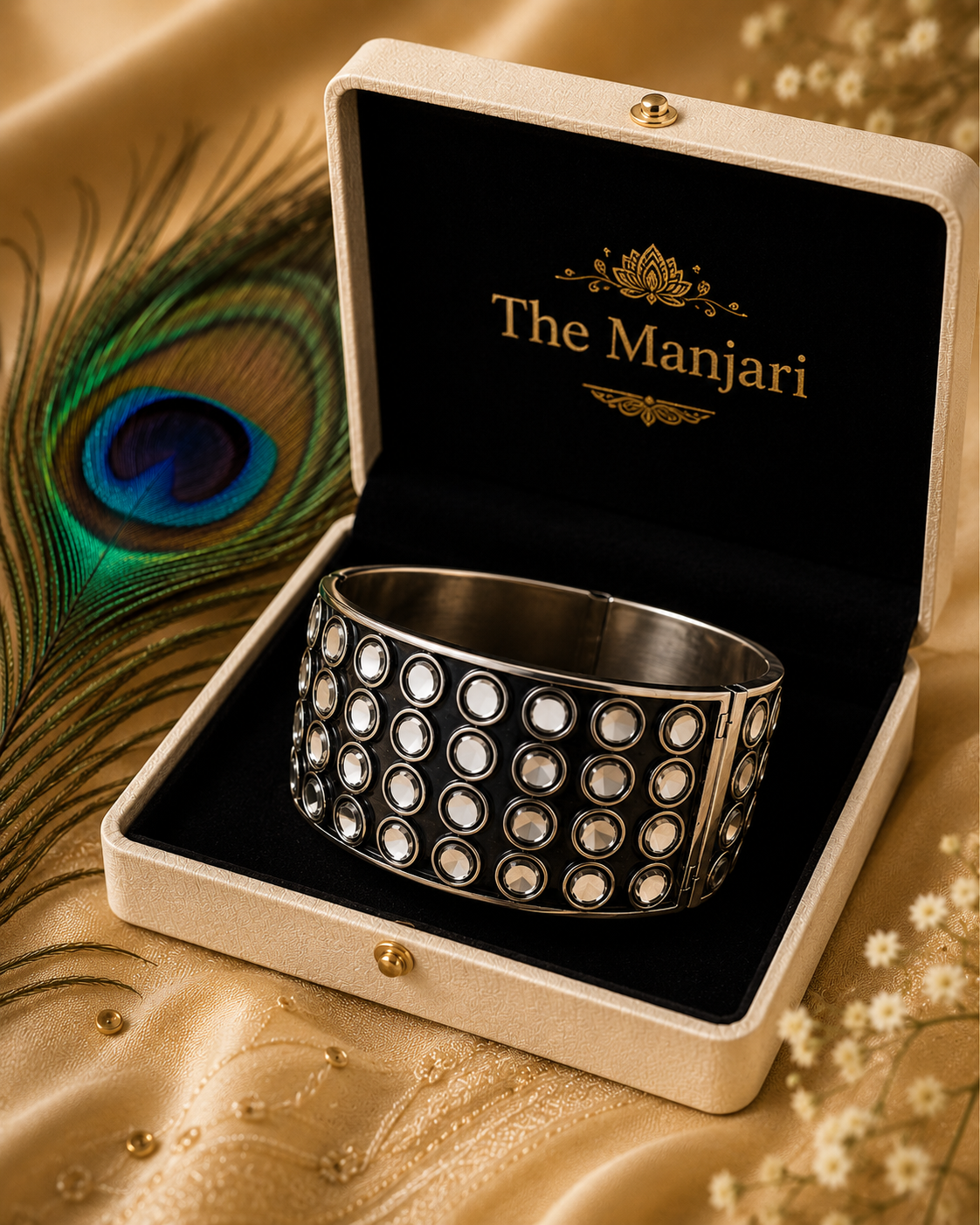 Mirror Black Oxidised Kada Bracelet