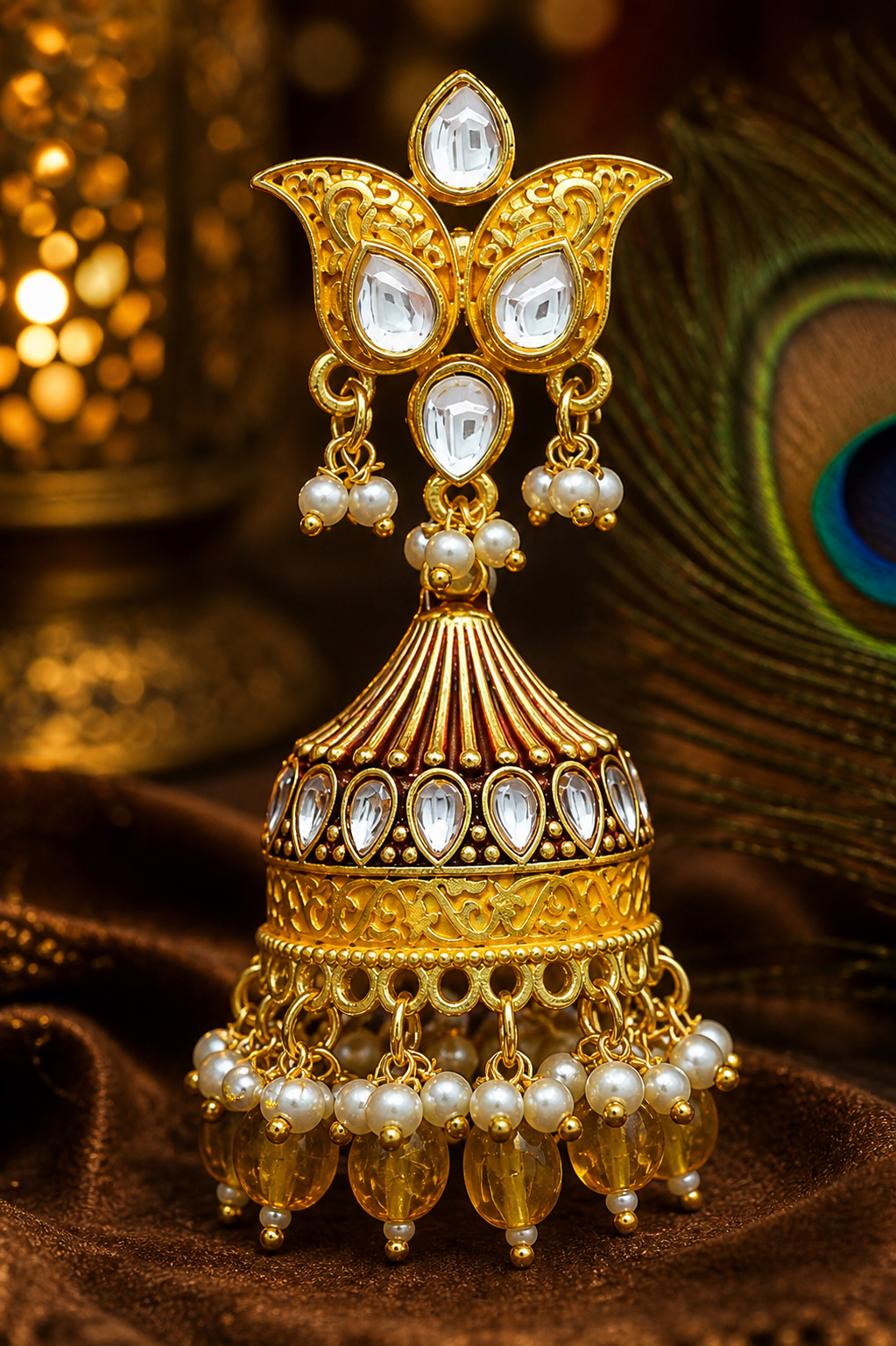 Kundan Jhumka Earrings for Women | Pearl Drop Ethnic Earrings