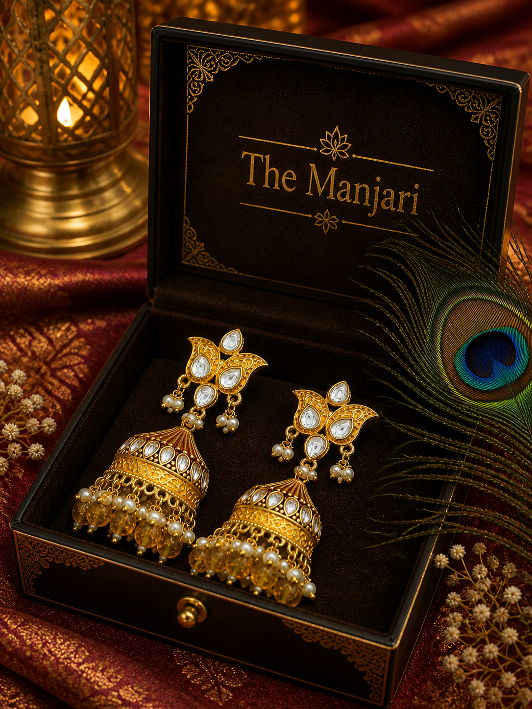 Kundan Jhumka Earrings for Women | Pearl Drop Ethnic Earrings