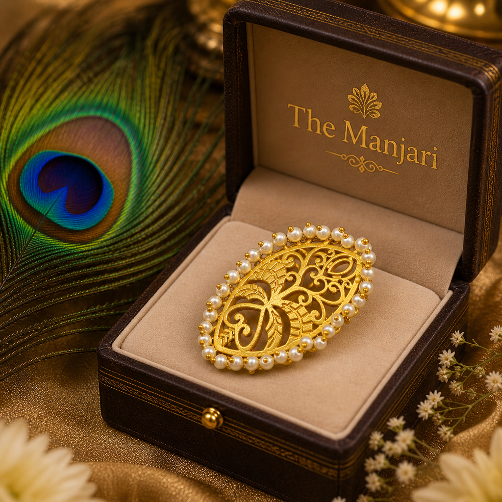 Gold Filigree Pearl Statement Ring