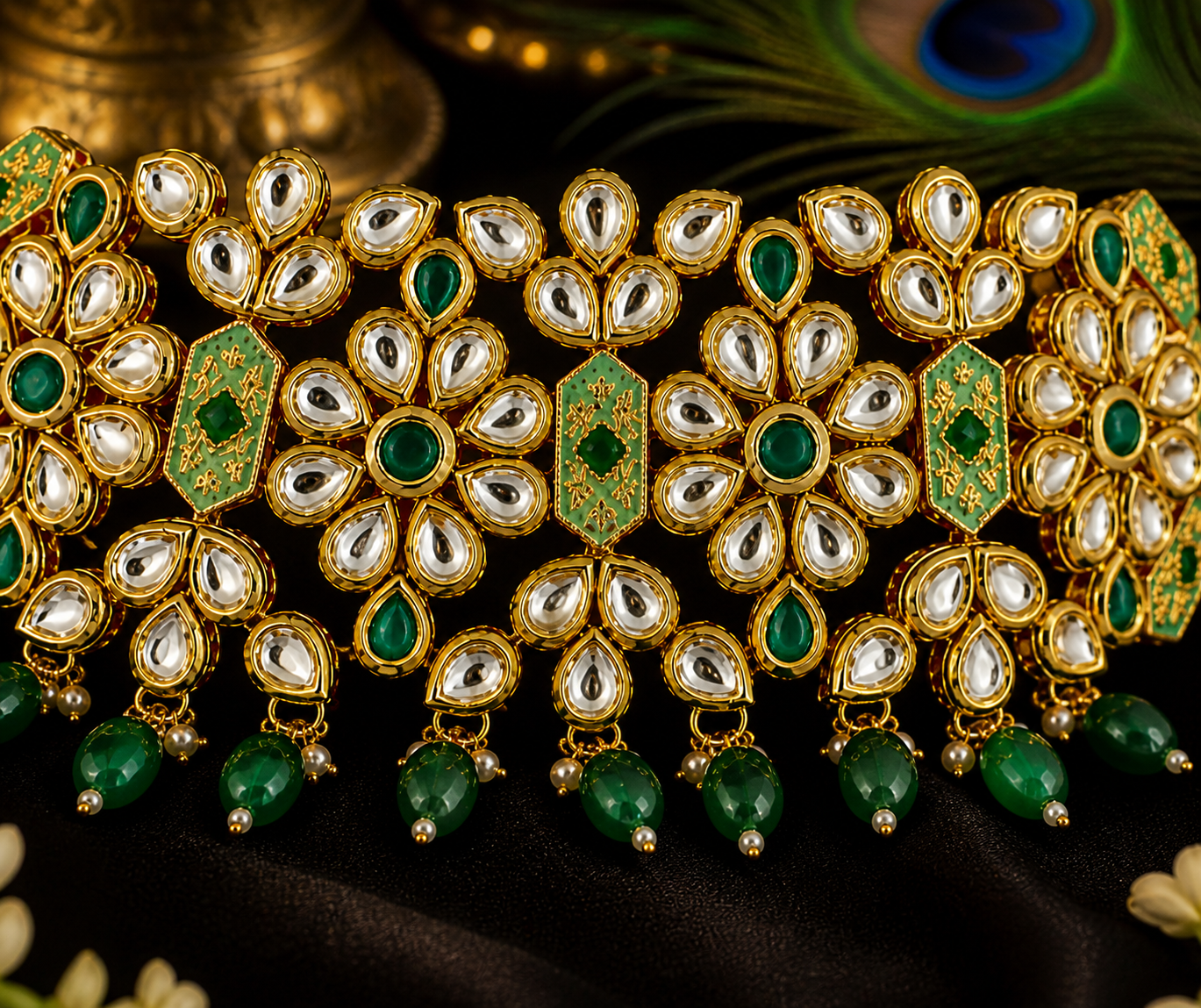 Royal Kundan Green Choker Set