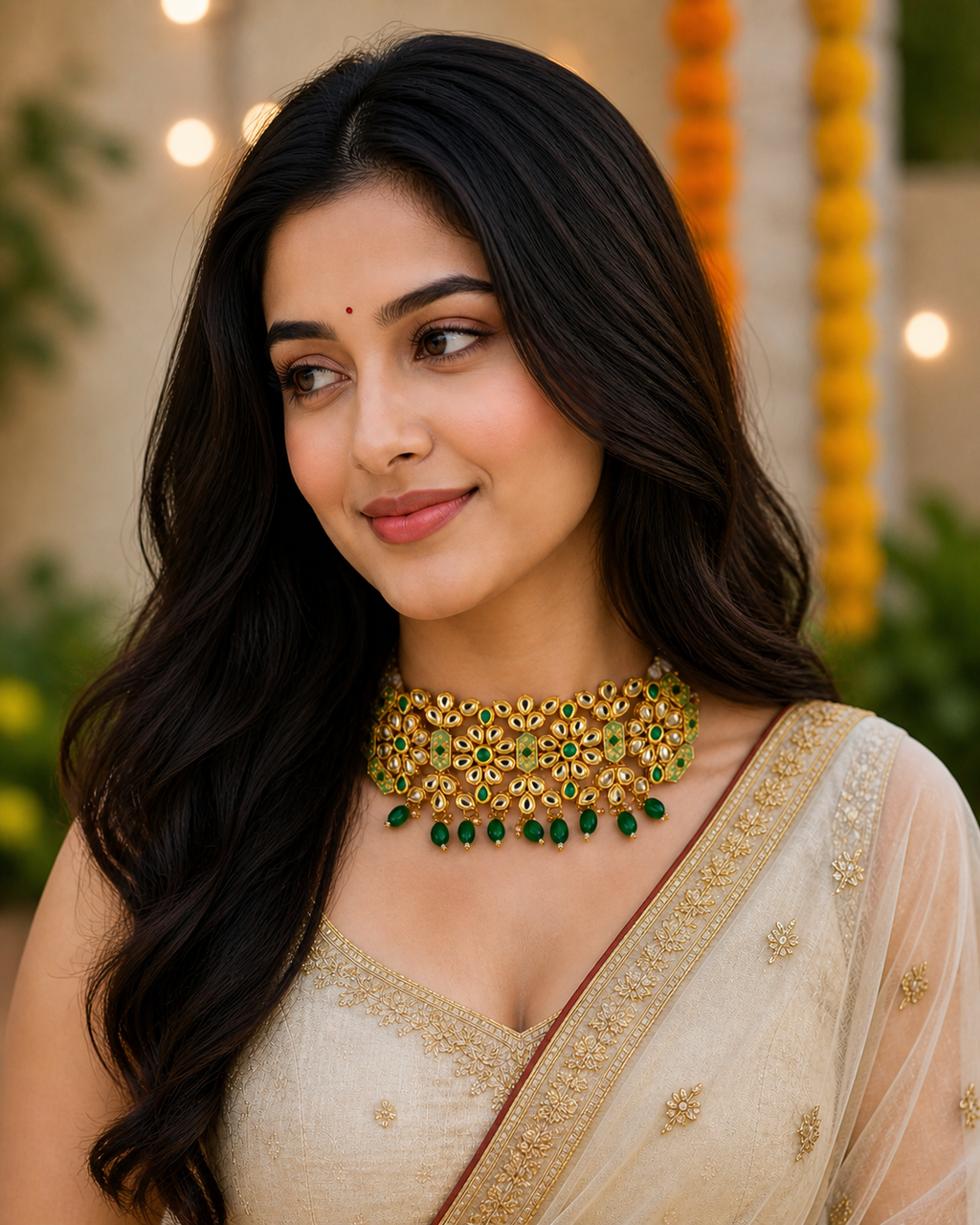 Royal Kundan Green Choker Set