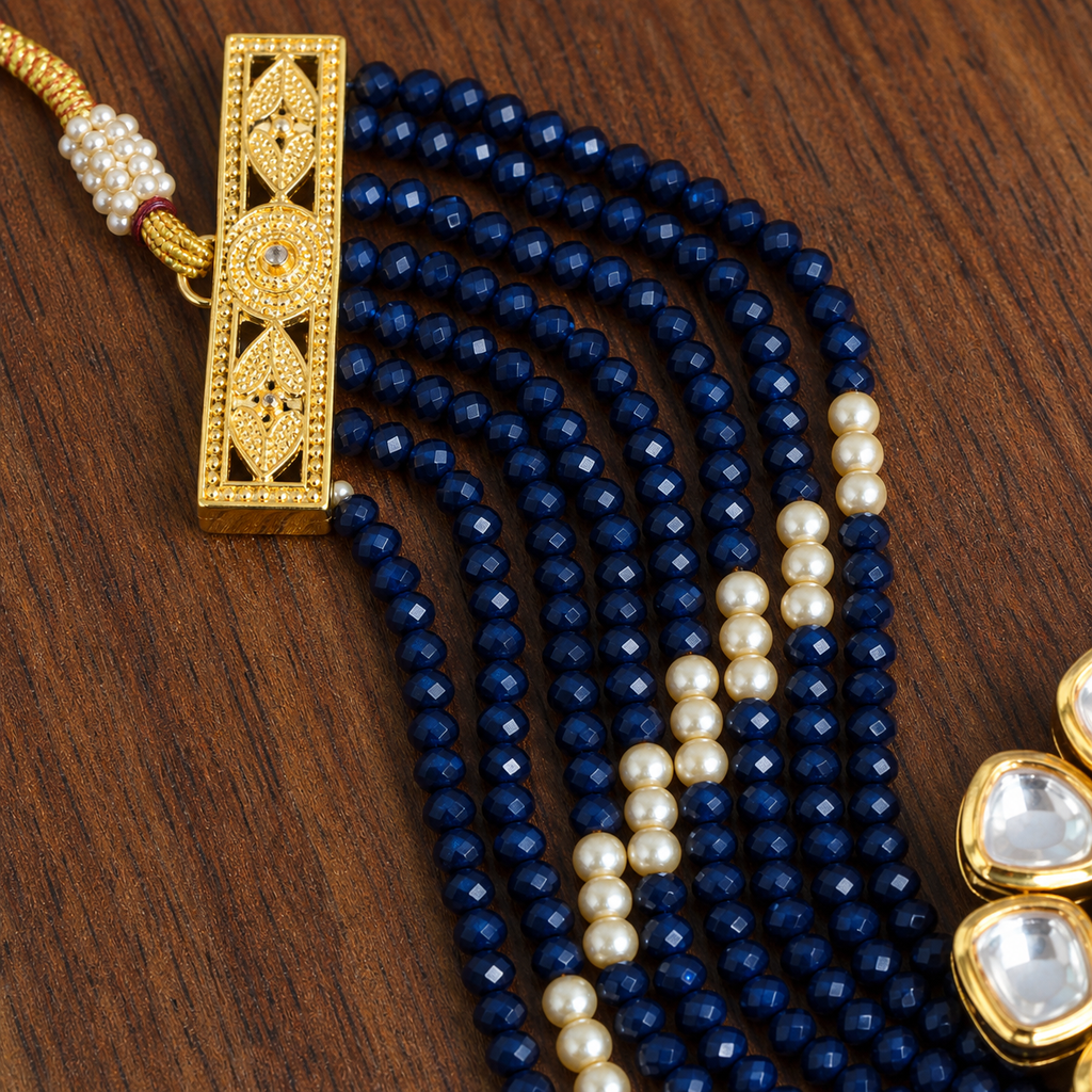 Royal Blue Kundan Pearl Choker Set