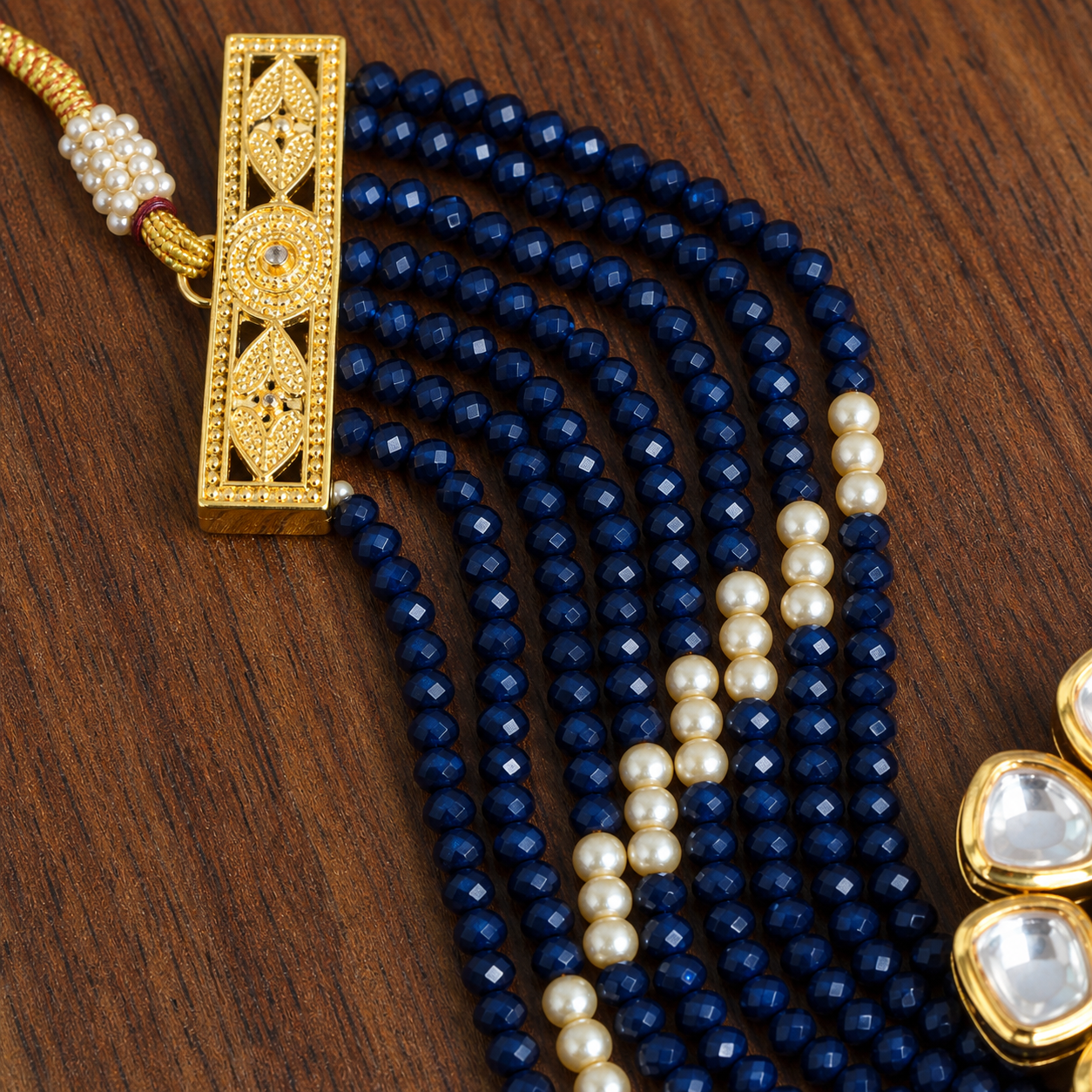 Royal Blue Kundan Pearl Choker Set