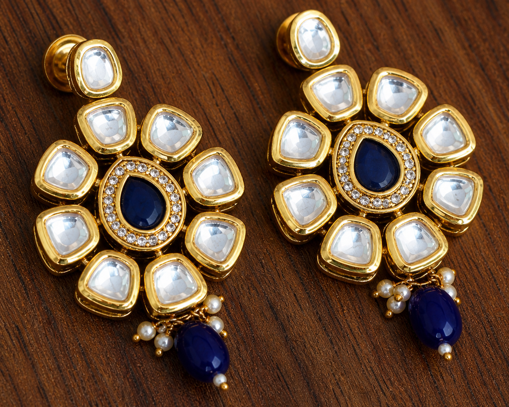 Royal Blue Kundan Pearl Choker Set