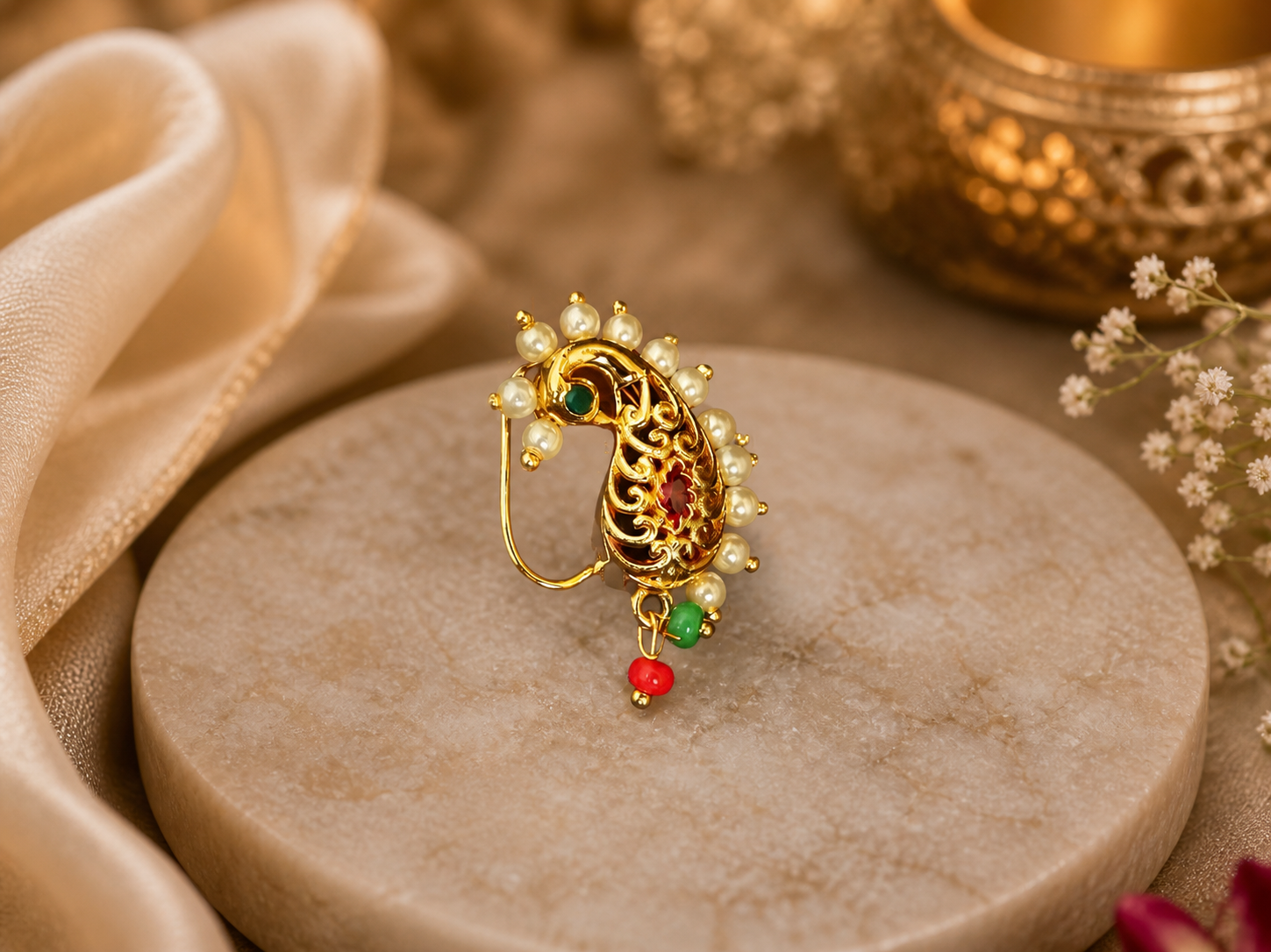 Royal Pearl Press-On Nose Pin