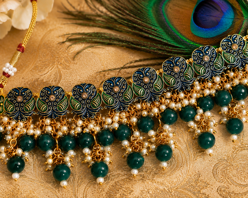 Emerald Meenakari Choker Set