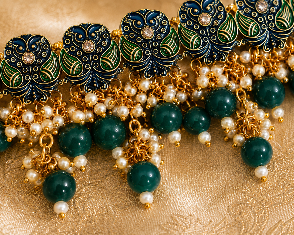 Emerald Meenakari Choker Set