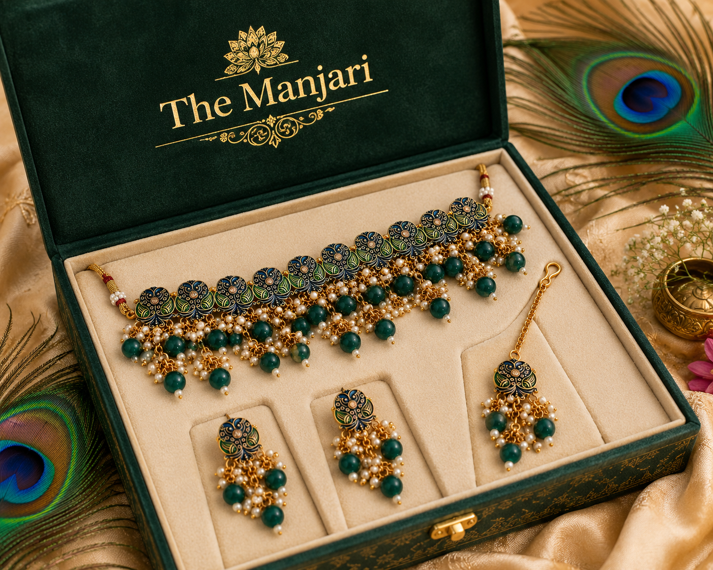 Emerald Meenakari Choker Set