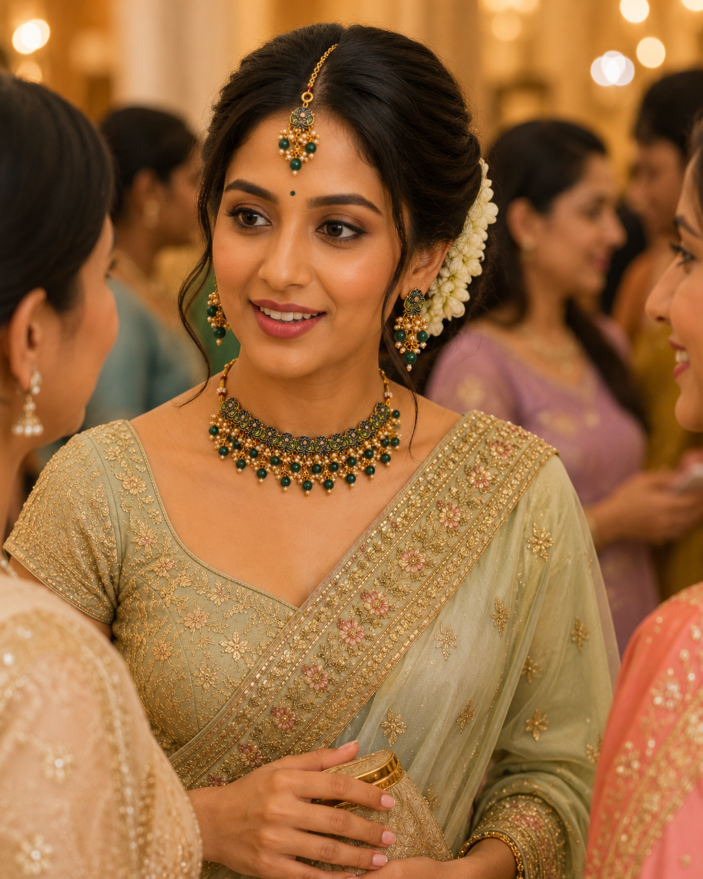 Emerald Meenakari Choker Set